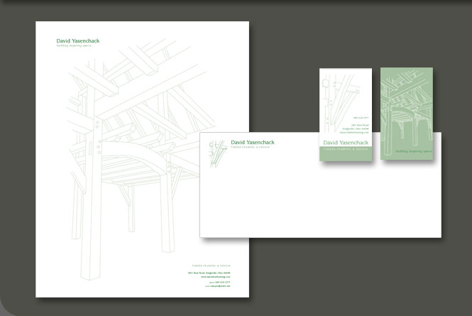 Identity program for David Yasenchack, timber-frame desinger and builder